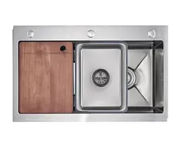 Кухонна мийка вбудована Lidz Handmade H7545 Decor Honeycomb 3,0/1,0 мм LDH7545DEC48372 - мініатюра 4