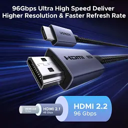 Кабель мультимедійний HDMI M to HDMI M 2.0m V2.2 16K60Hz 96Gbps braided black Ugreen (65900) - мініатюра 4
