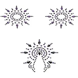 Пестіс з кристалів Petits Joujoux Gloria set of 3 - Black/Purple, прикраса на груди та вульву