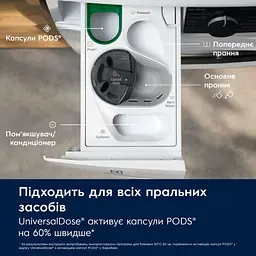 Electrolux Пральна машина Electrolux фронтальна, 8кг, 1600, A, 60см, дисплей, пара, інвертор, universaldose, білий - мініатюра 8