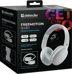 Гарнітура Defender FreeMotion B480 Bluetooth White (63480) (7202783) - мініатюра 5