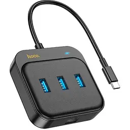 Hub адаптер Hoco Easy link 4 in 1 Gigabit Ethernet Adapter HB35 Type-C to USB3.0x3+RJ45L=0.2 M