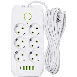 Мережевий фільтр-подовжувач SMART 6 розеток 5 USB 5 метрів, білий
 - мініатюра 3