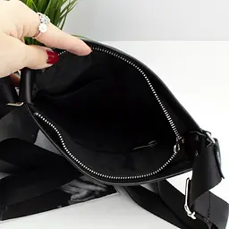 Сумка чоловіча шкіряна Handycover S236 чорна з 4 відділеннями на блискавці - мініатюра 4
