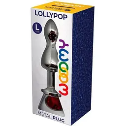 Металева анальна пробка Wooomy Lollypop Double Ball Metal Plug Red L діаметр 3.5 довжина 10.5 см - мініатюра 3