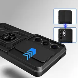 Чохол Primo Shockproof для Samsung Galaxy S26 Ultra (SM-S948) протиударний, з підставкою і шторкою камери Black - мініатюра 6