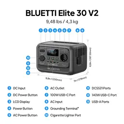 Зарядна станція BLUETTI Elite 30 V2 / 600 Вт / 288 Вт/ч / LiFePO4 (EL30V2) UA - мініатюра 7