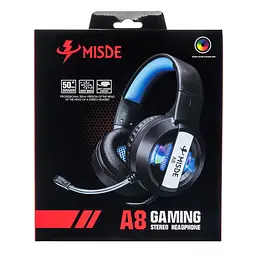 Геймерські навушники з підсвічуванням Misde A8 Gaming Червона гарнітура, ігрові навушники з мікрофоном - мініатюра 4