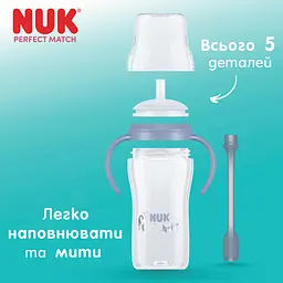 Поїльник з ручкою Nuk Perfect Match Learner Straw Cup з трубочкою 260 мл пінгвін (3954241) - мініатюра 9