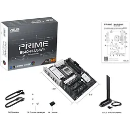 Материнська плата Asus Prime B840-PLUS WIFI sAM5 B840 4xDDR5 M.2 HDMI DP WiFi BT ATX - мініатюра 2