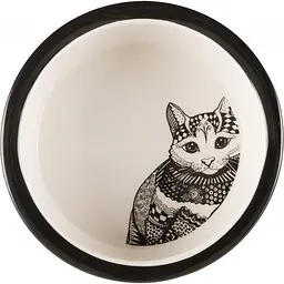 Миска Trixie Zentangle для котів керамічна 12 см 300 мл чорна/біла - мініатюра 2