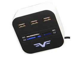 Мультипортовий адаптер Frime 3хUSB2.0 Hub + Card Reader All-in-One White (FHC-ALLINONE3P2W)