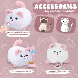 Інтерактивна м'яка іграшка AiDA Smart Blinking Cat біло-рожева (AD54081) - мініатюра 16