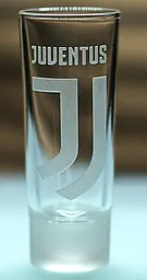 Скляна чарка 60мл ФК Juventus Ювентус з гравіюванням подарунок для фаната футбольна стопка