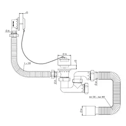 Сифон для ванни Santehplast SVD-03 FLAT steamer нержавіючий випуск 1 1/2" з переливом 30412 - мініатюра 3