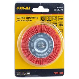 Щітка дротяна дископодібна Sigma Ø75мм хвостовик Ø6мм (нейлонова) (9013271) - мініатюра 2
