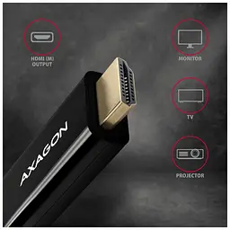 Кабель мультимедійний Axagon HDMI M - DisplayPort M 4K 30Hz чорний 1.8 м (RVD-HI14C2) - мініатюра 3