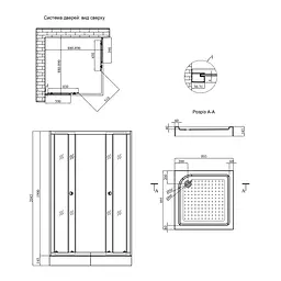 Душова кабіна Kroner KRP Eifel - Q.C.F.L. 90x90 cм CV029569, хром матовий - мініатюра 2