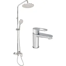 Душова система з виливом Lidz Latwa 1030 + змішувач для умивальника Lidz Latwa 001 Chrome, Хром