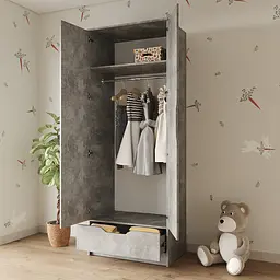 Шафа розпашна MebelStar 2Д1Ш Лілу 80x50x210 см Бетон (MBS-1403) - мініатюра 3