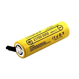 Акумулятор 21700 LiitoKala 50E-N 5000 mAh Li-Ion під паяння з нікелевою стрічкою U-tags 25А, 3.7V (19314) - мініатюра 2