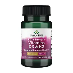 Вітамін D3 з К2, Extra Strength D3 & K2 5000 IU & 100 mcg - 60 vcaps