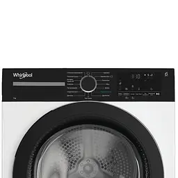 Whirlpool Сушильна машина Whirlpool тепловий насос, 7кг, A+++, 54,3см, дисплей, інвертор, люк чорний, білий - мініатюра 3