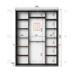 Шафа-купе Idea серія 3 180 x 45 x 240 см Антрацит - мініатюра 2