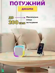 Бездротова колонка караоке з двома мікрофонами RGB підсвічування 5 режимів транслітерації 4 голоси сумісність з 3-ма пристроями - мініатюра 2