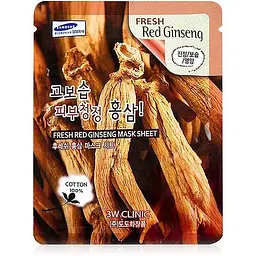 Тканевая маска для лица 3W Clinic Fresh Red Ginseng Mask Sheet красный женьшень 24 мл