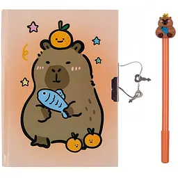 Блокнот ZiBi Capybara 1 Kids Line із замком та ручкою 203х225 мм клітинка 50 аркушів (ZB.700013) - мініатюра 2