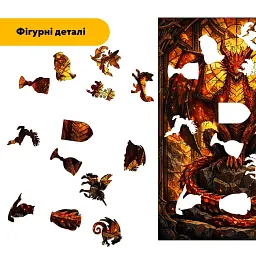 Дерев'яний фігурний пазл puzzlean Вулканічний Дракон, А3, Картонна коробка 200 елементів - мініатюра 3