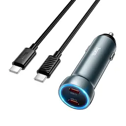 Адаптер автомобільний Hoco Prosperous (2C) Car charger Z54B (Type-C to Type-C set) |2Type-C, PD/QC, 60W/3A|