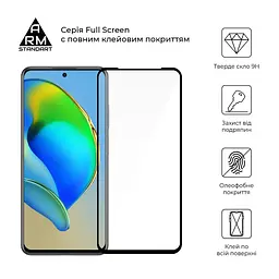 Захисне скло для ZTE Blade V40s, Full Glue, 2.5D, на весь екран, глянцеве, загартоване 9H, повне проклеювання по всій поверхні, з чорною рамкою, протиударне, ArmorStandart (ARM68734) - мініатюра 2