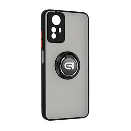 Чехол с кольцом-держателем для Xiaomi Redmi Note 12S 4G, Frosted Matte Ring, черный, защитная панель с матовой задней стенкой, противоударный чехол с защитой всего корпуса, TPU + поликарбонат (PC), с защитой камеры, ArmorStandart (ARM68898)