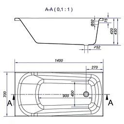 Ванна Cersanit Nao ABS 140x70 з ніжками S301-247 - мініатюра 3