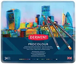 Набір кольорових олівців Procolour 24 кол. метал Derwent (5028252514637)