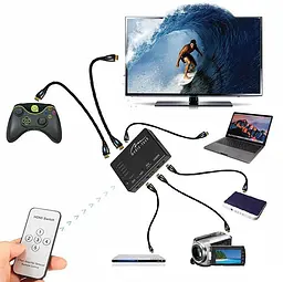 Комутатор HDMI 5xports HDMI switch, remote controlled, 4K resolution support Media-Tech - мініатюра 5