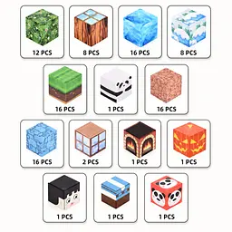 Магнітний конструктор Minecraft 100 шт + ПОДАРУНОК 3 фігурки по грі Майнкрафт Будинок з пандами Mk001001 - мініатюра 5