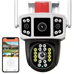 Вулична поворотна камера відеоспостереження 2 об'єктива WiFi 3MP FullHD YC101 IP - мініатюра 2