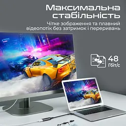 Адаптер Promate MediaLink-8K USB Type-C - HDMI (M/F) Сірий - мініатюра 3