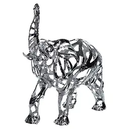 Декоративна фігурка Yiwu Elephant 25х10х25 см металева статуетка колекційна для дому напівпрозора декор на камін хром HP-7-10 - мініатюра 5