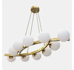 Лінійна підвісна люстра Artlight LQ7090/10 з 10 білими скляними плафонами G9, латунь, від 25-35 м² - мініатюра 3