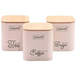 Набір ємностей для зберігання сипучих продуктів Maestro MR-1775-3S-IVORY 115 x 115 x 122мм слонова кістка (у наборі 3шт)
