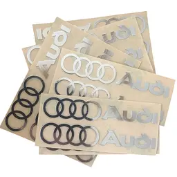 Наліпка з логотипом Audi метал, на клейкій стрічці 1шт (універсальна)