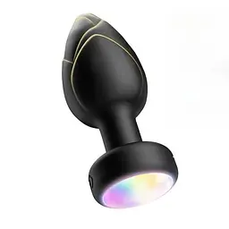 Силіконова анальна пробка що світиться з вібрацією Light Anal Plug чорна 9х3.5 см