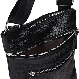 Чоловіча сумка Borsa Leather K1307 24x21x1 см Чорний (14715) - мініатюра 7