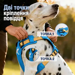 Шлея для собак Nunbell No-Pull з повідцем, регульована та світловідбивна M, Синій - мініатюра 6