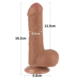 Фалоімітатор Sliding-Skin Dual Layer Dong 7 з закритою голівкою, світло-коричневий LOVETOYS 66-LV317301 103588 - мініатюра 6