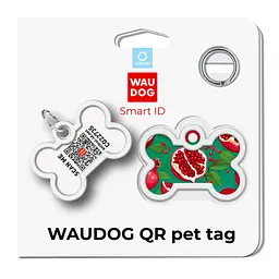Адресник для собак і котів Waudog Smart ID з QR паспортом Гранати кістка 40 х 28 мм - мініатюра 6